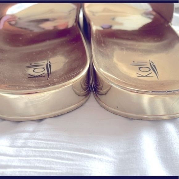 Kali Gold Glittery Slide Sandals - Picture 4 of 8